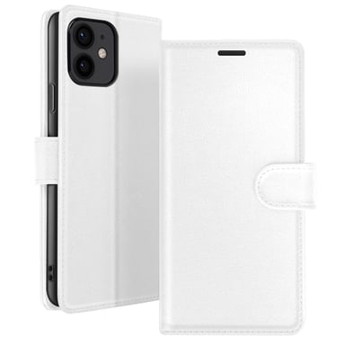 Zanaé Funda tipo cartera para iPhone 12 mini con función de soporte y lengüeta magnética Blanco