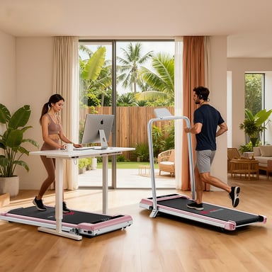 Tapis roulant Z3fs con motore brushless, velocità 1-6 km/h, inclinazione manuale del 5%, rosa, rattantree