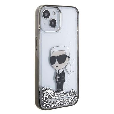 Funda Karl Lagerfeld para iPhone 15 6.1'' Funda rígida transparente Liquid Glitter Ikonik