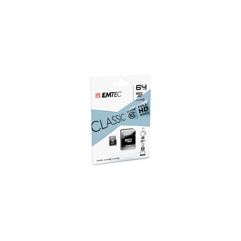 Emtec Micro SDHC ECMSDM64GXC10CG MicroSDHC Classe 10 Neuf - vue 2