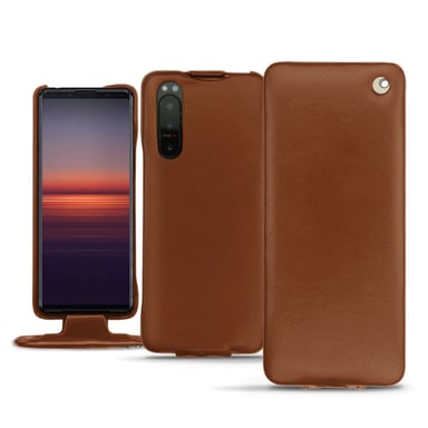 Housse cuir Sony Xperia 5 II -  - Marron - Cuir lisse