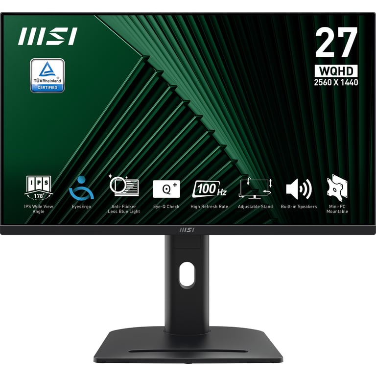 MSI Pro MP275QPG écran plat de PC 68,6 cm (27 ) 2560 x 1440 pixels Wide Quad HD LCD Noir - Neuf