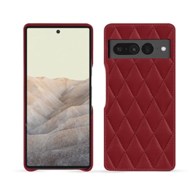 Coque cuir Google Pixel 7 Pro -  - Rouge - Cuir lisse couture