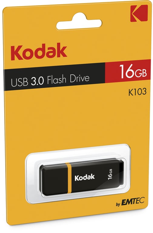 Kodak K100 16GB lecteur USB flash 16 Go USB Type-A 3.2 Gen 1 (3.1 Gen 1) Noir, Jaune - Neuf