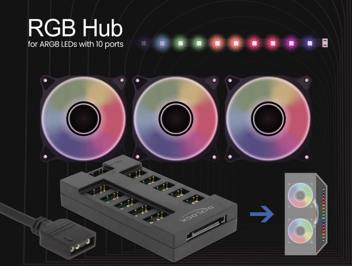 Delock Hub RGB 10 ports - vue 4