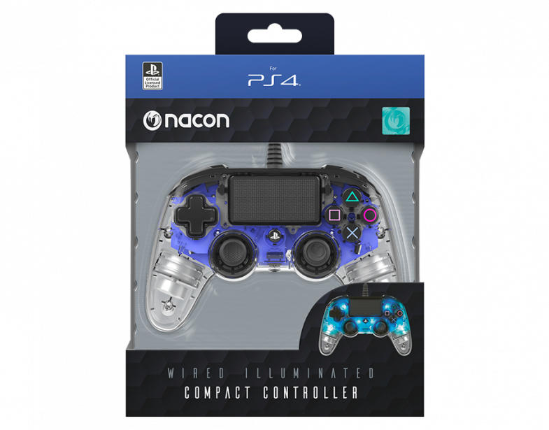 NACON PS4OFCPADCLBLUE mando y volante Azul, Transparente USB Gamepad Analógico/Digital PC, PlayStation 4