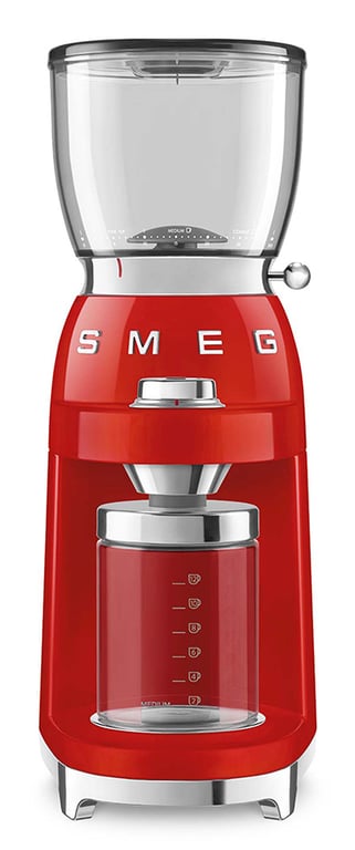 Smeg CGF11RDEU appareil à moudre le café 150 W Rouge, Transparent - Neuf