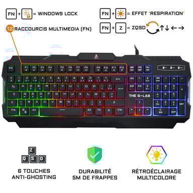 La tastiera G-Lab COMBO ARGON E Mouse incluso USB AZERTY Francese Nero