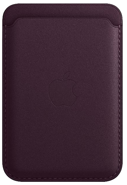 Porte-cartes en cuir avec MagSafe pour iPhone - Cerise