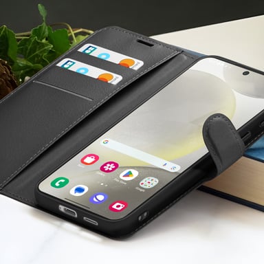 Zanaé Funda tipo cartera para Galaxy S24 Plus con función de soporte y lengüeta magnética Negro