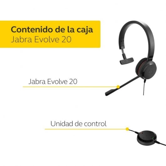 Jabra Evolve 20 UC Mono Headset – Unified Communications Headphones for VoIP Softphone with Passive Noise Cancellation – USB Cable with Controller – - vue 3