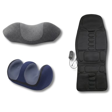Coffret Confort Total & Relaxation – Oreiller Cervical Massant, Coussin Thérapeutique & Siège Chauffant, Détente Corps Entier - Neuf