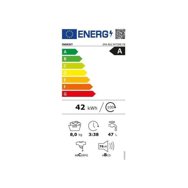 Lave linge hublot pose libre INDESIT 8 kg Induction L60cm 1200 trsmin - vue 5