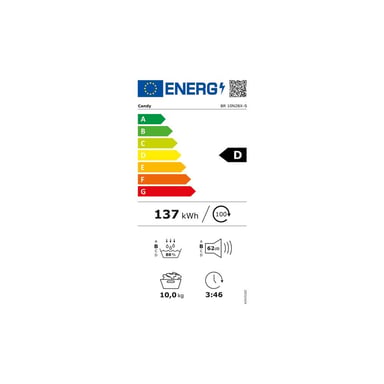 Sèche-linge Candy BR10N2BX-S Pompe à chaleur 10 kg Classe D Tambour inox 120 L Blanc