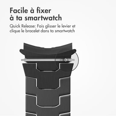 Accezz Bracelet Steel pour Samsung Galaxy Watch 4 / 5 / 6 / 7 / FE (20 mm) - Noir
