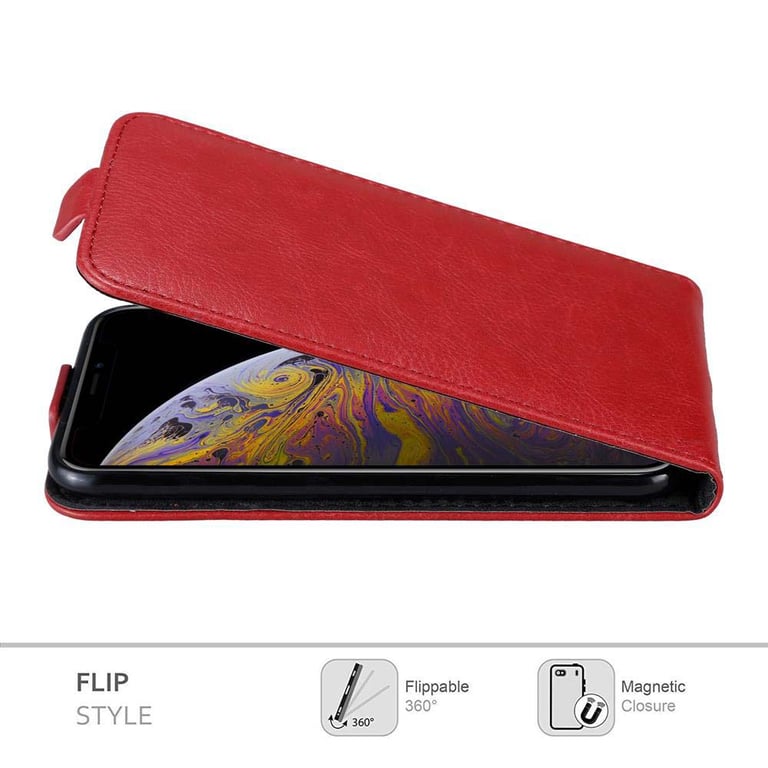 Coque pour Apple iPhone XS MAX en ROUGE DE POMME Housse de protection Étui au design flip avec fermeture magnétique
