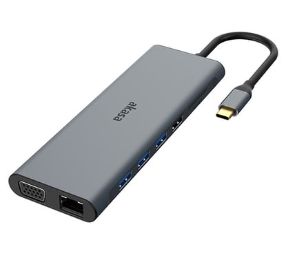 AKASA AK-CBCA28-18BK Ducking Laptop e Porteplicatore cablato USB 3.2 Gen 1 (3.1 Gen 1) Type-C Grigio nero (AK-CBCA28-18BK)