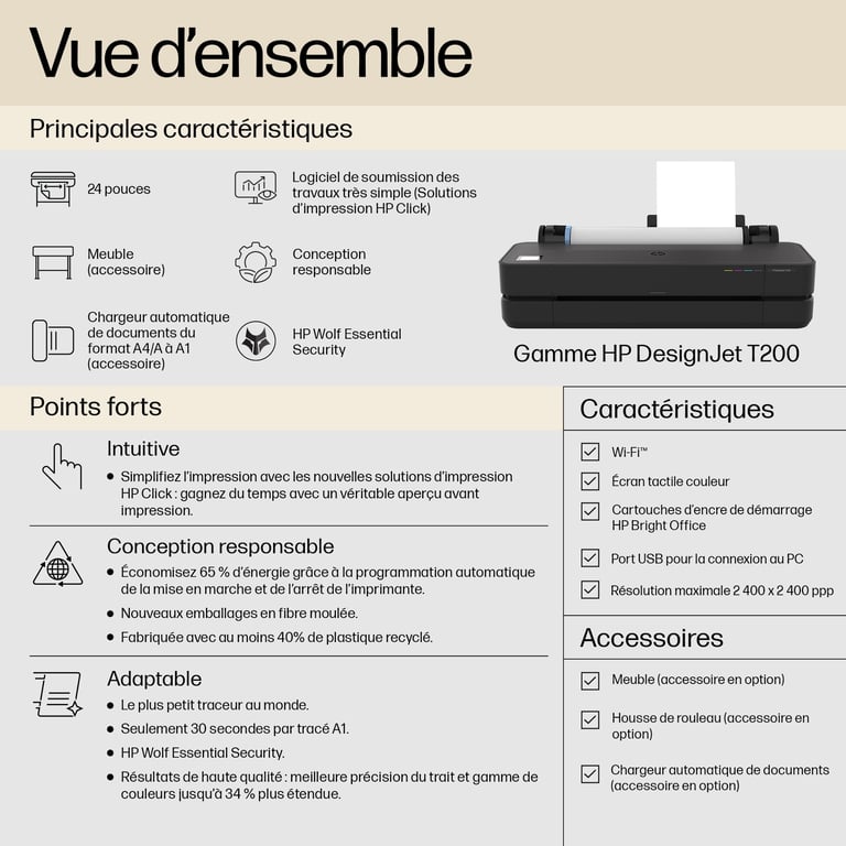 HP Designjet Imprimante T230 24 pouces Édition 2025 Neuf - vue 3