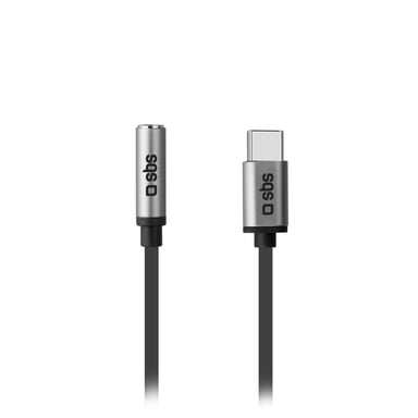 SBS TEADAPTJACKTYCK cable de teléfono móvil Negro 0,15 m USB C 3,5mm