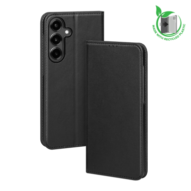 Coque clapet folio avec fente pour cartes & support fabriqué avec étui en plastique recyclé Pour Samsung Galaxy S26 5G, Noir