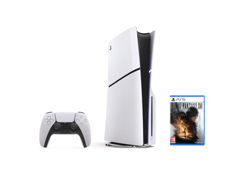 PS5 Slim & Final Fantasy XVI Pack - Consola de juegos Playstation 5 Slim (Estándar) 1Tb, Blanco