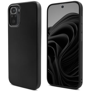 Mode de vie Moozy. Coque conçue pour Xiaomi Redmi Note 10, Redmi Note 10S, noir – Coque légère en silicone liquide avec finition mate et doublure en microfibre douce, coque en silicone de qualité supérieure