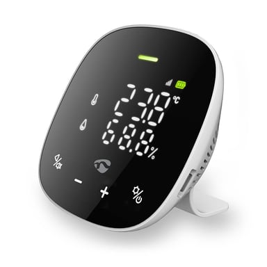 Nedis Sensor Wi-Fi de calidad del aire y dióxido de carbono con pantalla LED Blanco / Negro