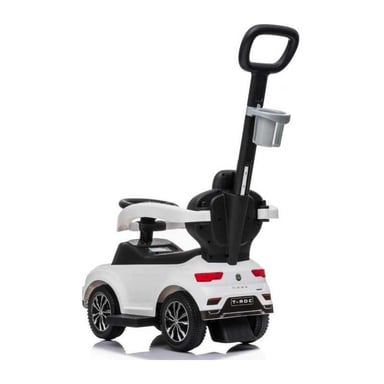 Porteur bambino 3in1 BUDDY TOYS BPC 5260 VW T-ROCK sedile imbottito, maniglia parentale regolabile, suoni al volante, bianco/nero