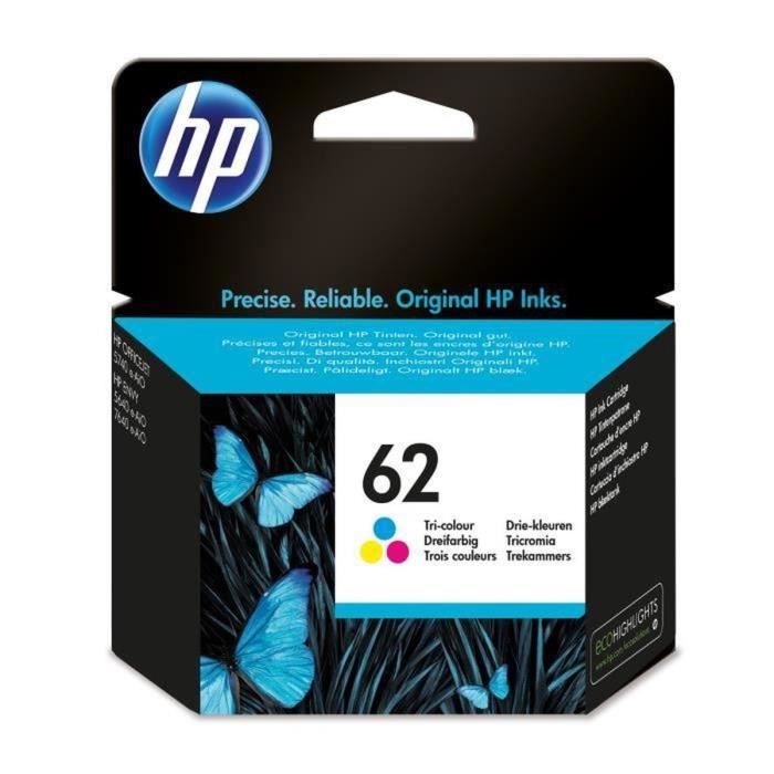 HP 62 Cartouche d'encre trois couleurs authentique (C2P06AE)  pour Officejet Mobile 250, Envy 5540/5 - Neuf