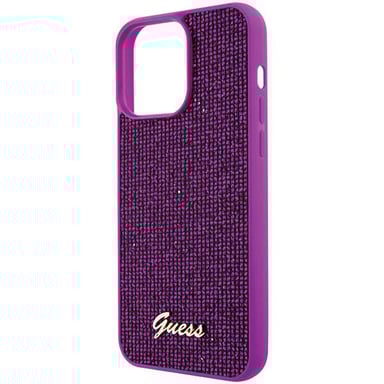 Custodia Guess per iPhone 15 Pro Max 6,7'' rosa fushia Custodia rigida Disco Metal Script