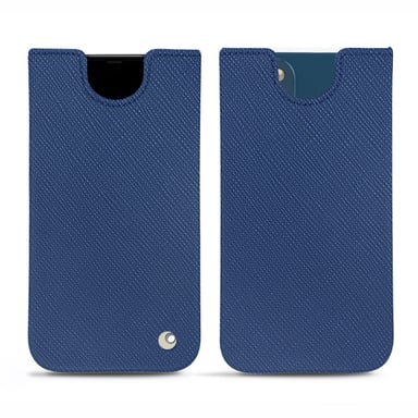 Pochette cuir Apple iPhone 14 - Pochette - Bleu - Cuir saffiano
