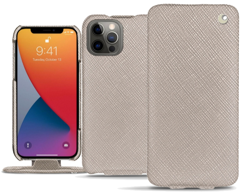 Housse cuir Apple iPhone 13 Pro Max - Rabat verticalGris