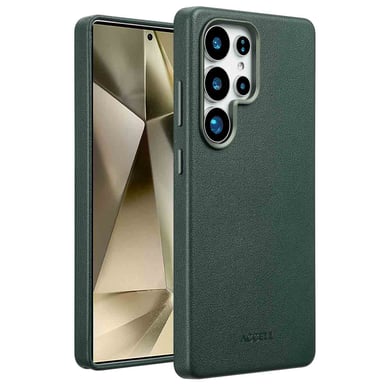 Accezz Coque arrière en cuir avec Magsafe pour Samsung Galaxy S25 Ultra - Cedar Green