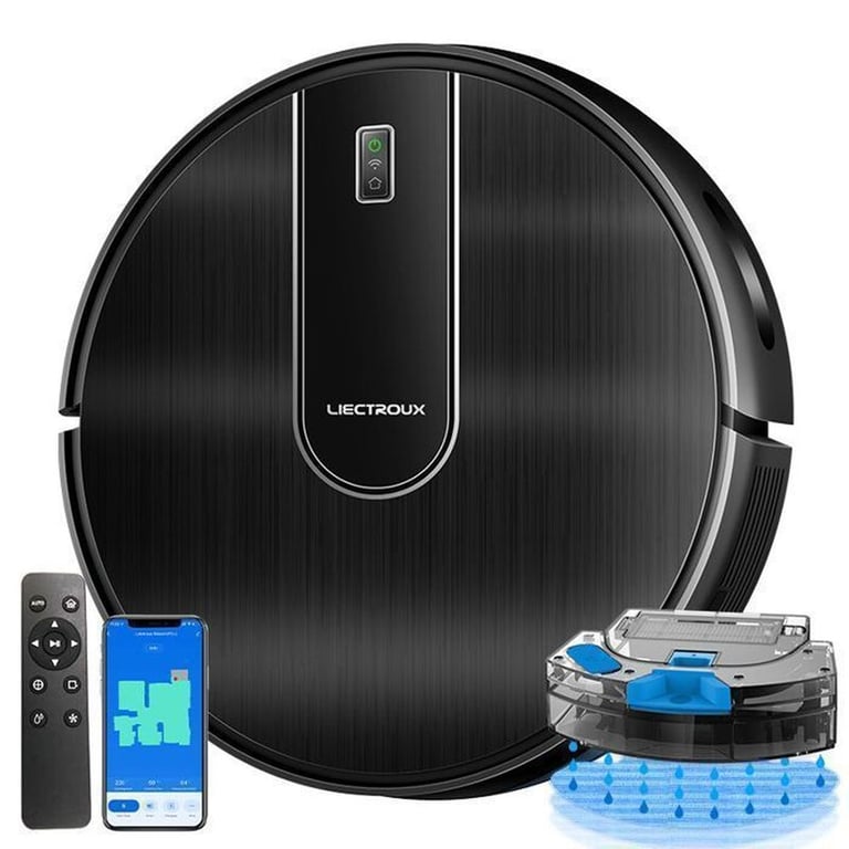 Aspirateur robot LIECTROUX N7S-U Noir navigation gyroscope 2D WiFi commande application et voix Alexa/Google essuyage humide/sèche aspiration jusqu'à 4000 Pa batterie 5200 mAh - Neuf