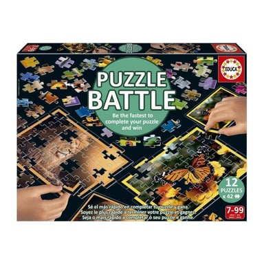 Puzzle - EDUCA - Battle Jr Natura - 12 puzzle - 42 pezzi - Tema della natura - Per bambini dai 7 anni in su
