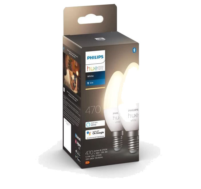 PHILIPS Hue White - Ampoules LED connectées E14 - Compatible Bluetooth - Pack de 2