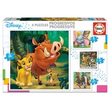 Puzzles evolutivos Disney : Dumbo, Bambi, El Rey León y El Libro de la Selva
