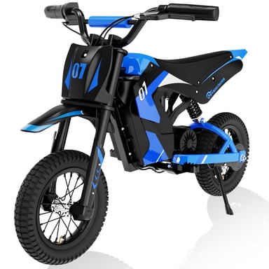 EVERCROSS TECH Moto Électrique pour Enfants 3-12 Ans 300W 25KM/H 3 Niveaux de Vitesse Pneu 12' Cadeau idéal Bleu