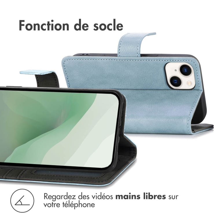 imoshion Étui de téléphone portefeuille Luxe pour iPhone 14 Plus - Bleu clair