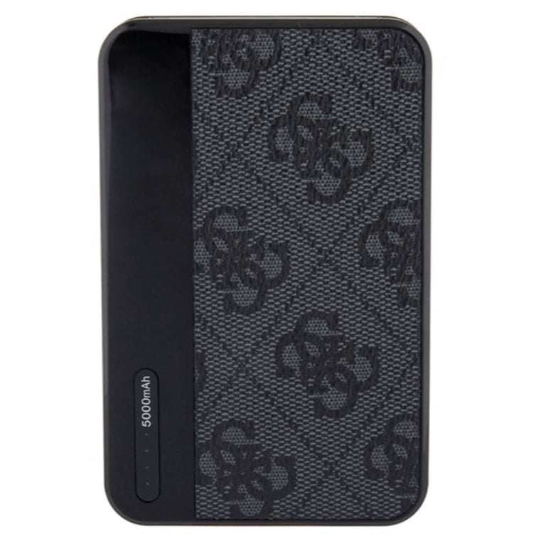 Guess 15W Fast 5000mAh 1x USB 5V 3A Power Bank avec MagSafe PU Cuir 4G Noir - Neuf