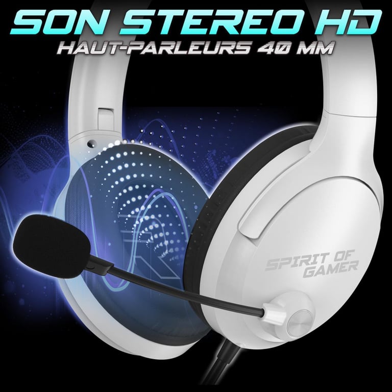 Spirit Of Gamer Pro H4 avec câble jack 3,5 mm pour gaming PC PS4 PS5 Blanc - vue 5