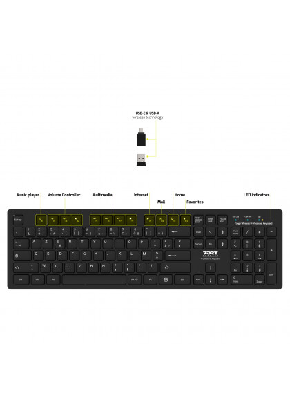 Port Designs 900752 W FR clavier Bureau RF sans fil AZERTY Français Neuf - vue 3