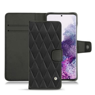 Housse cuir Samsung Galaxy S20 -  - Noir - Cuir lisse couture