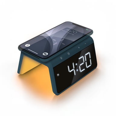 Jupiter Réveil Numérique avec Chargeur Sans Fil - Double Réveil avec Lumière de Réveil - Pacific Blue (HCG019QI-PB)