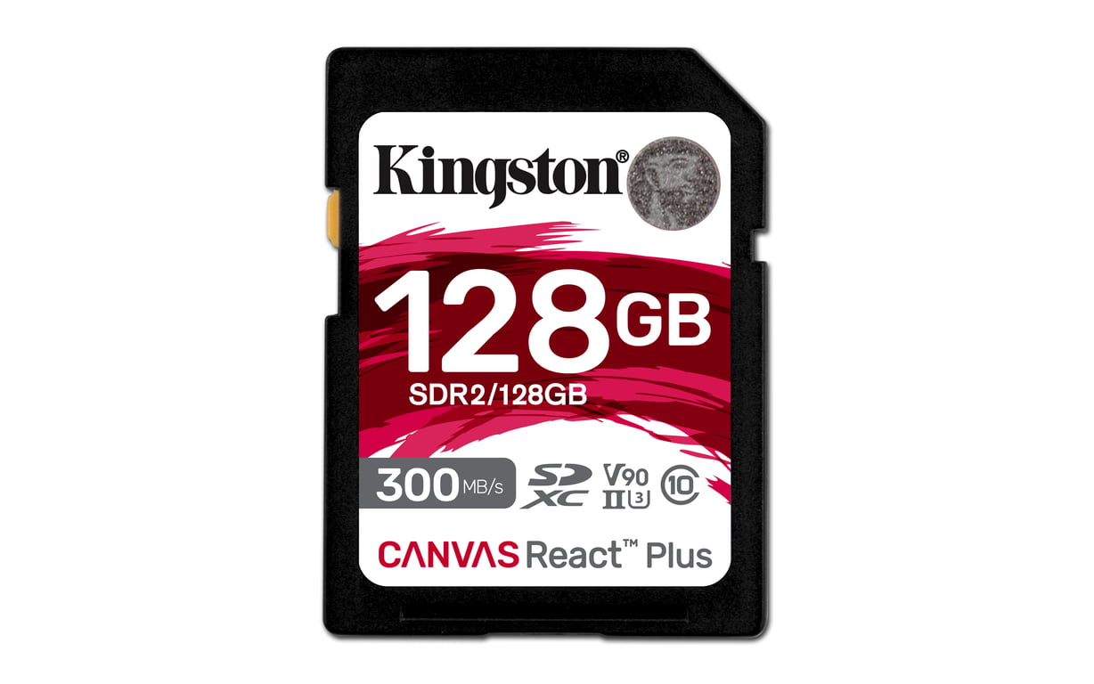 Kingston Technology 128GB Canvas React Plus SDXC UHS-II 300R/260W U3 V90 for Full HD/4K/8K - Neuf