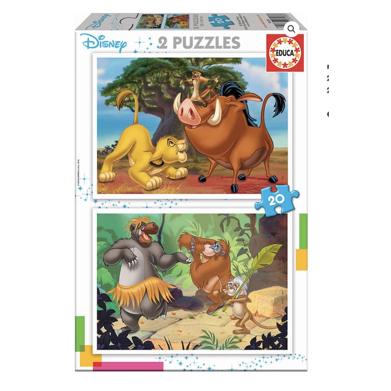 Ensemble de 2 Puzzles Disney Animaux de 20 Pièces Amusement Assuré Neuf