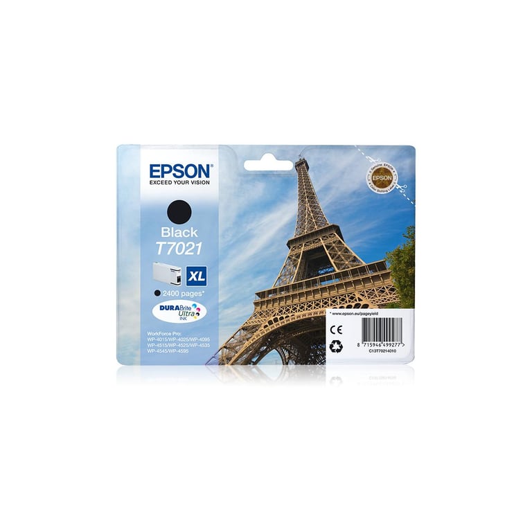 Epson T7021 Tour Eiffel Cartouche d'encre grande capacité 2400 pages pour Workforce WP40004500 - vue 2