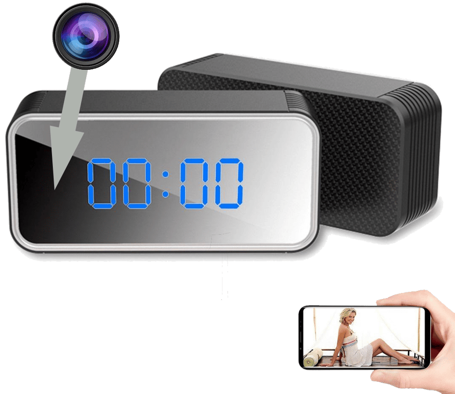 Réveil Wifi Caméra Espion 4K Full HD Vision IR Détecteur de Mouvement Noir YONIS