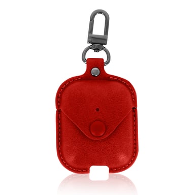 Funda AirPods Aspecto Cuero Liso Mosquetón Devia Cowboy Series Rojo