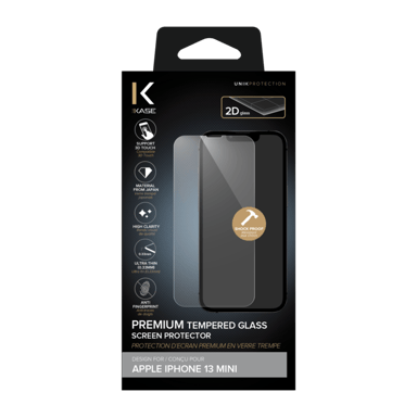 Protection d'écran premium en verre trempé pour Apple iPhone 13 mini, Transparent